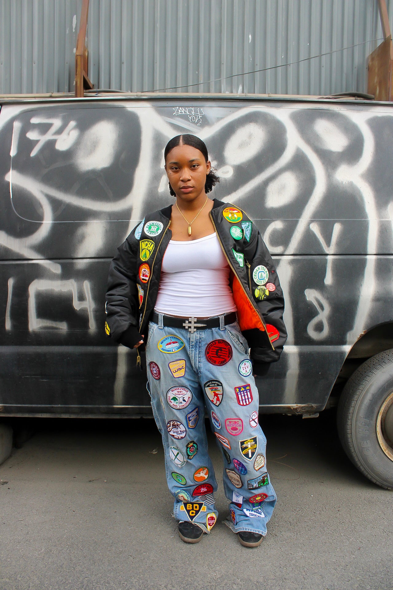 Patchwork Military Denim