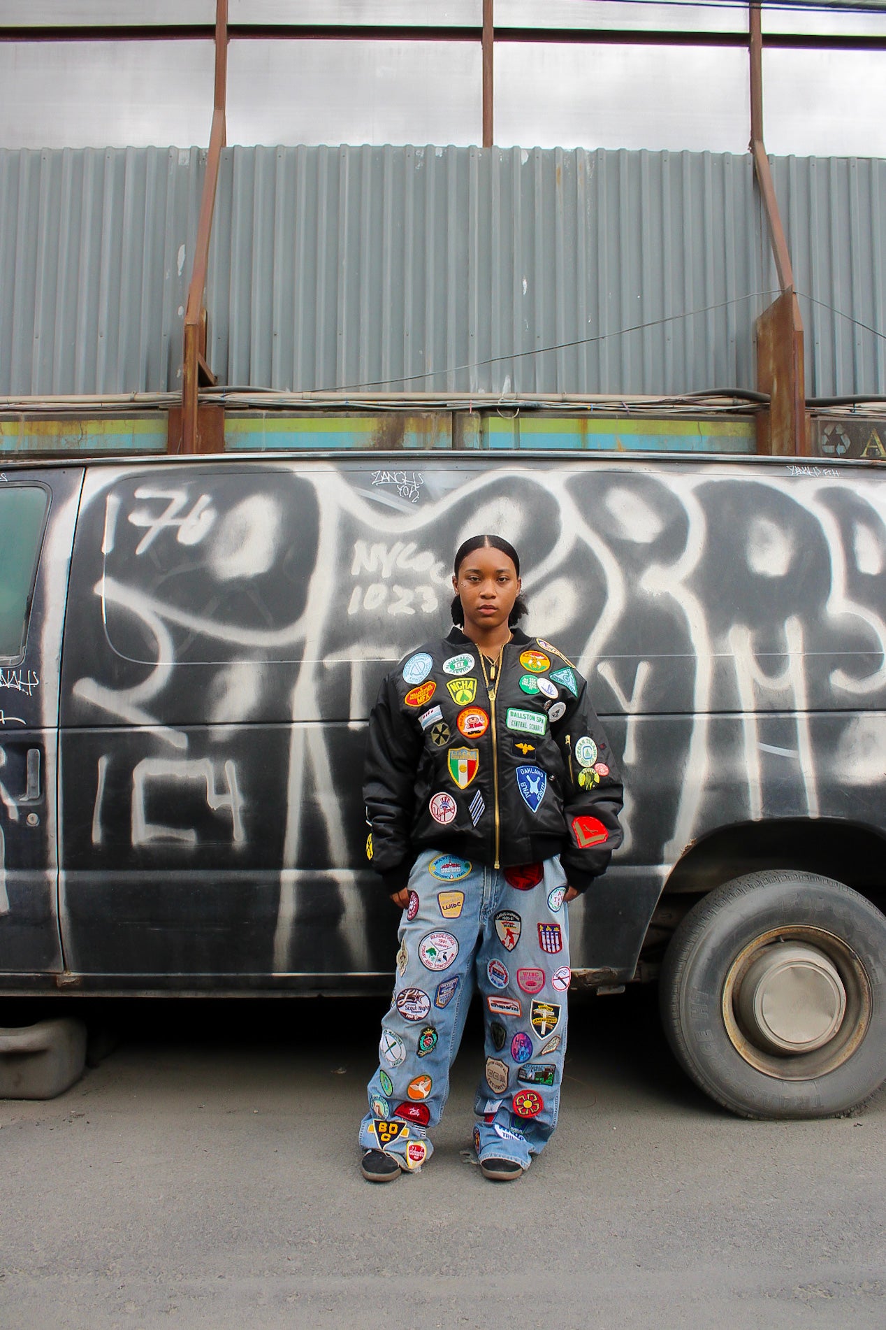 Patchwork Military Jacket (Black)