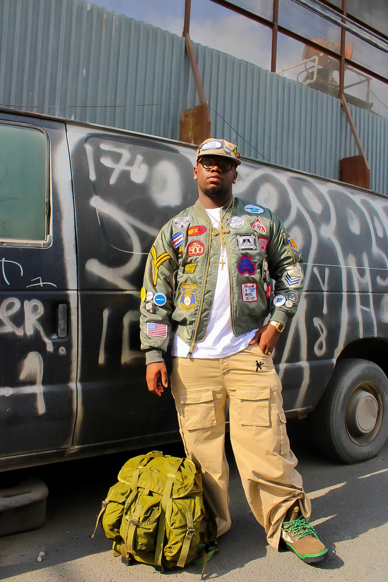 Patchwork Military Cap (Cream)
