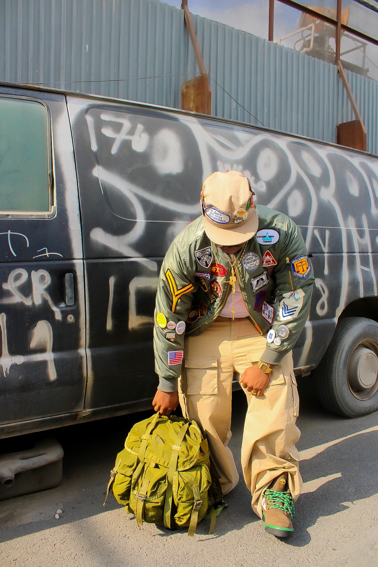 Patchwork Military Cap (Cream)
