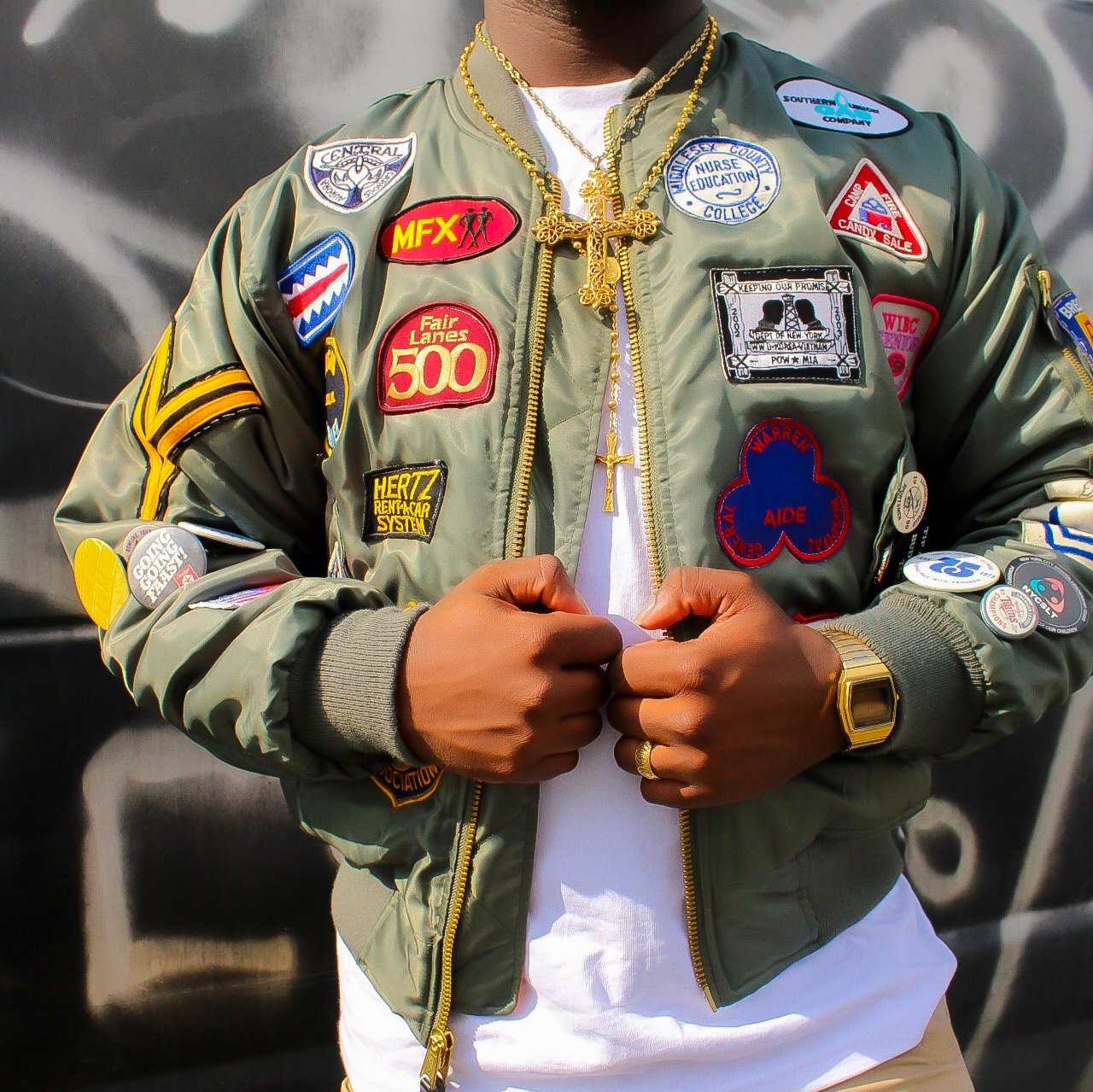 Patchwork Military Jacket (Green)