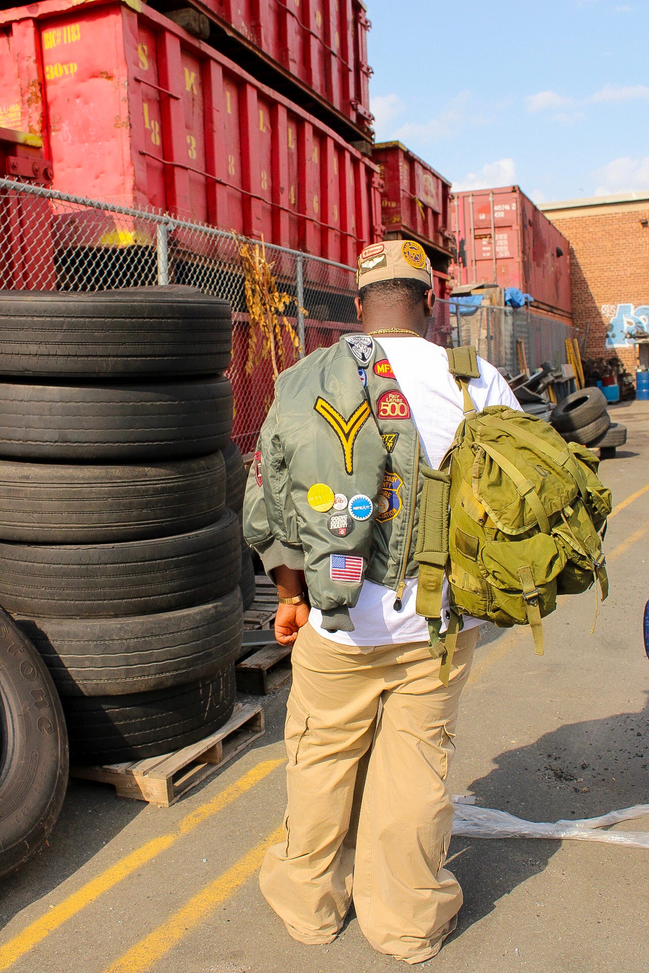 Patchwork Military Cap (Cream)