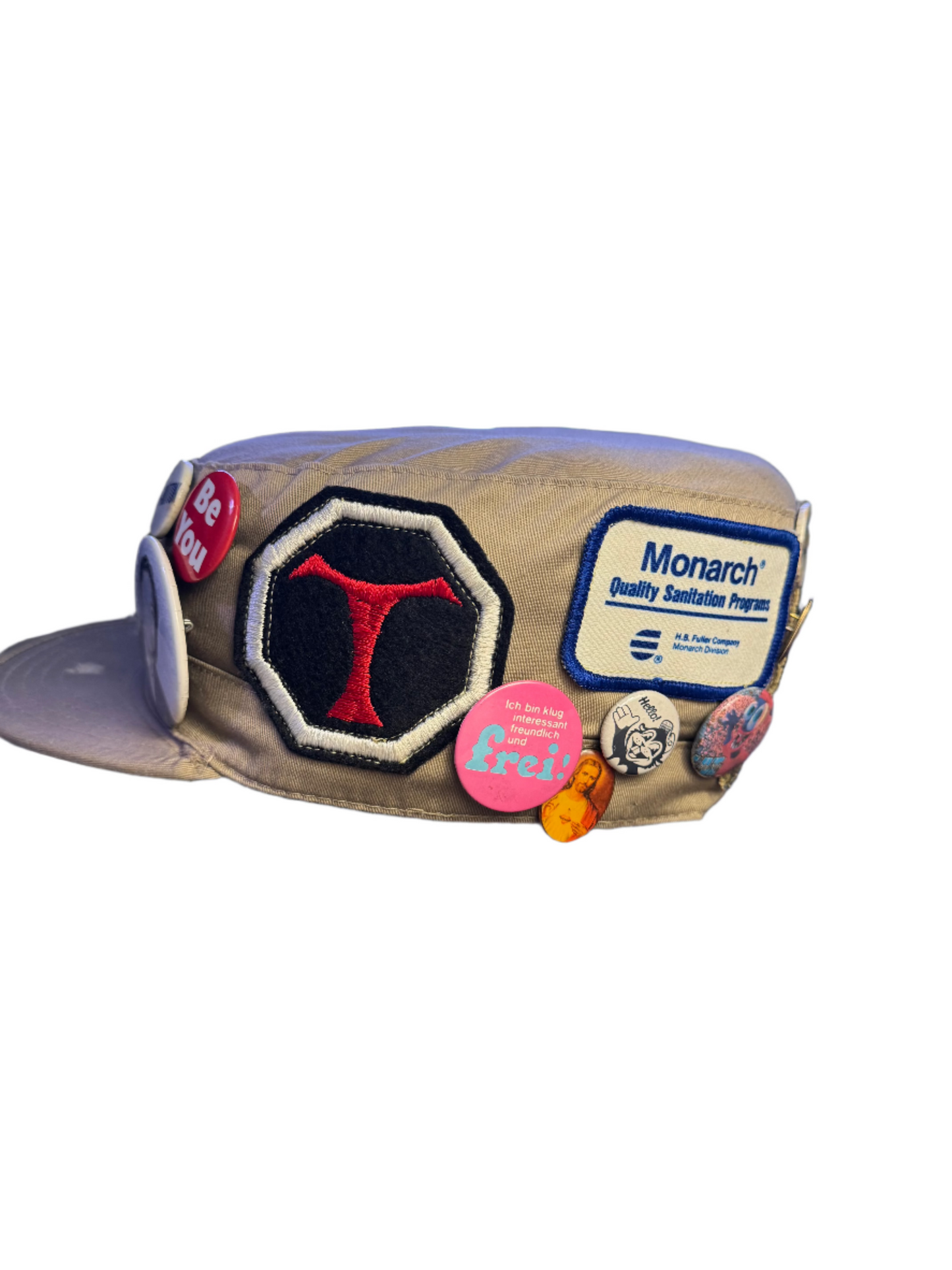 Patchwork Military Cap (Cream)