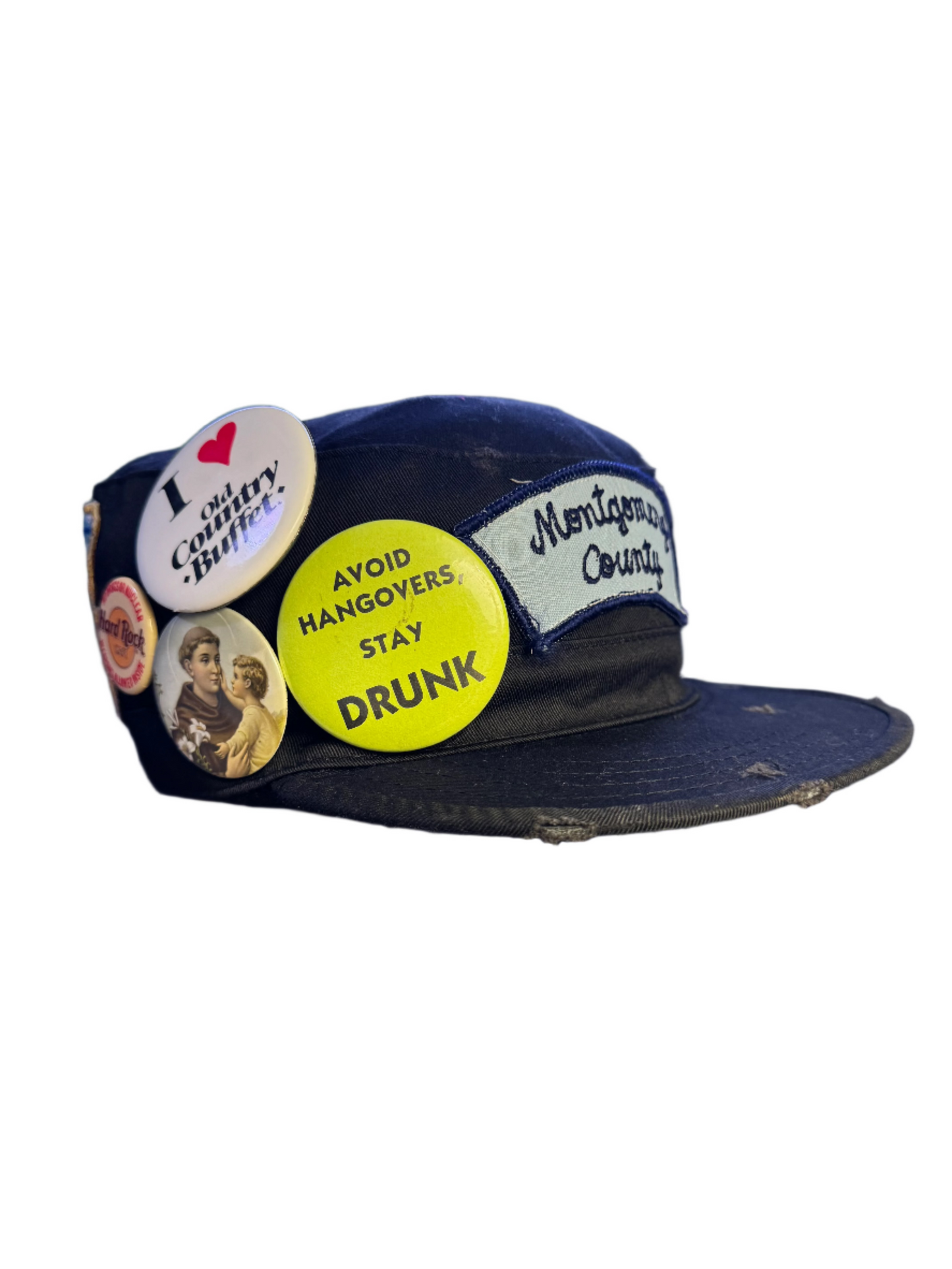 Patchwork Military Cap (Black)