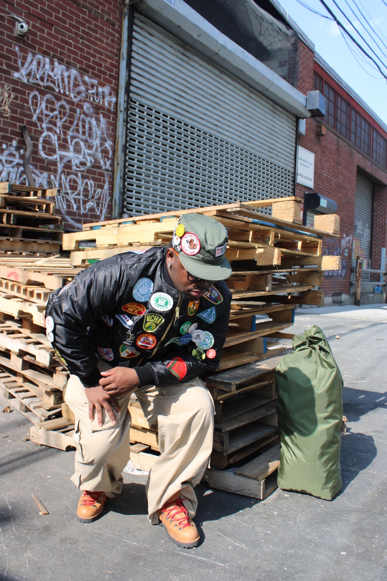 Patchwork Military Cap (Green)